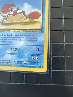 1995, 96, 98 Pokemon Card 1st Edition **Krabby** - Fossil Set 51/62 - Common - Image 5