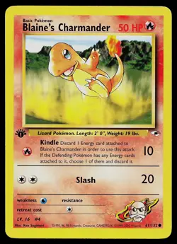 Pokemon Card - Blaine's Charmander 1st Edition Gym Heroes 61/132 Common - Image 1