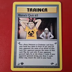 Blaine's Quiz #3 112/132 Gym Challenge Regular First Edition Pokemon Card Lp - Image 1