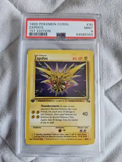 1st Edition Zapdos 30/62 Fossil Set Pokemon Card PSA 9 MINT - Image 1