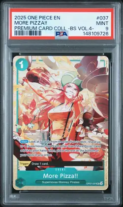 2025 ONE PIECE PREM CARD COLL -BEST SELECTION VOL.4 - #037 MORE PIZZA!! PSA 9 - Image 1