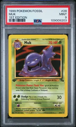 Pokemon Card Muk 28/62 1st Edition Fossil Set 1999 PSA 9 MINT - Image 1
