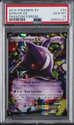 2014 POKEMON XY PHANTOM FORCES #34 GENGAR EX PSA 10 - Image 1