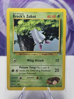 Pokemon Brock's Zubat 74/132 Common Unlimited Edition Gym Heroes HP - Image 1