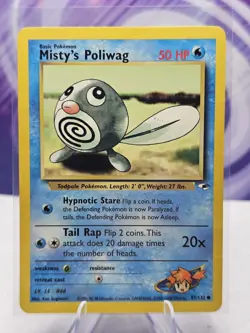 Pokemon TCG Misty's Poliwag Gym Heroes 87/132 Regular Unlimited Common HP - Image 1