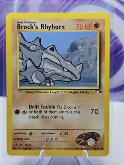Brock's Rhyhorn 70/132 Pokemon 2000 Gym Heroes LP - Image 1