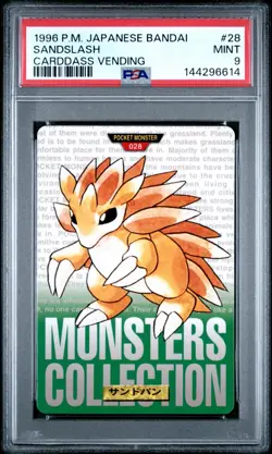 PSA 9 2026 CERT POP 8 SANDSLASH 1996 POKEMON JAPANESE BANDAI CARDDASS VENDING 28 - Image 1