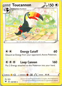 Toucannon 145/185 Rare SWSH04: Vivid Voltage NM Pokemon - Image 1