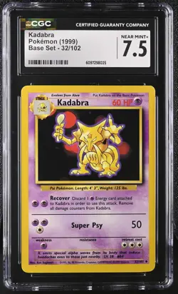 1999 Base Set Pokemon Kadabra CGC 7.5 32/102 - Image 1
