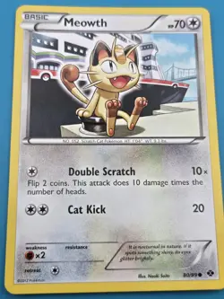 Pokemon Next Destinies Common Card - Meowth 80/99 LP - Image 1