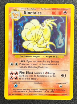 Ninetales 12/102 - HOLO RARE - BASE SET - VINTAGE WOTC POKEMON CARD LP - Image 1