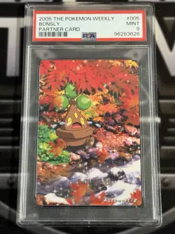 Pokemon 2005 The Pokemon Weekly Bonsly Partner Card PSA 9 POP **2** - Image 1