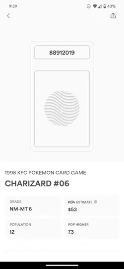 Charizard #06 Pokemon Trading Card Game Mini KFC 1998 PSA 8 LOW POP! - Image 3