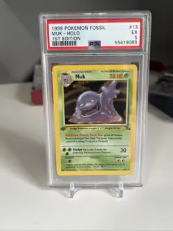 1999 Pokemon Fossil MUK HOLO 1st Edition 13/62 PSA 5 - Image 1