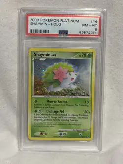 PSA 8 Shaymin 14/127 Platinum Holo Rare Card Stock Pokemon TCG 2009 - Image 1