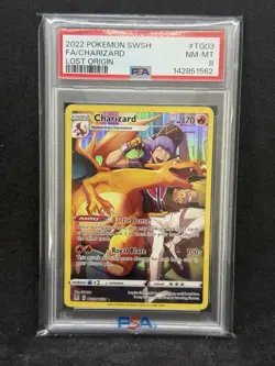 2022 Pokemon SWSH FA/CHARIZARD LOST ORIGIN TG03/TG30 Psa 8 - Image 1