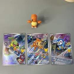 Pokemon First Partner Illustrations Turtwig #40 Chimchar #41 Piplup #42 Set 2 - Image 1