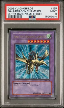 YuGiOh: LOB-125 Gaia the Dragon Champion NAME ERROR! PSA 9 MINT! FREE SHIPPING - Image 1