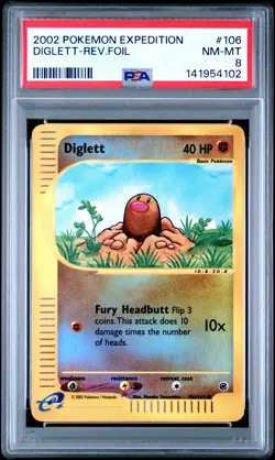 2002 POKEMON EXPEDITION #106 DIGLETT-REVERSE FOIL PSA 8 - Image 1