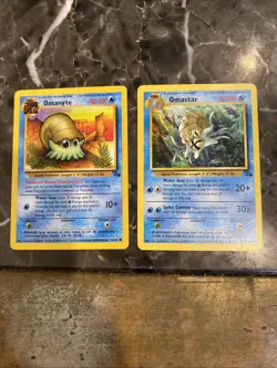 Omanyte 52/62 & Omastar 40/62 - Fossil - Pokemon TCG 2 Card Lot MP/LP - Image 1