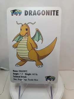Pokemon Dragonite 149 Mini Card 1998 Applause Nintendo KFC Promo Vintage - Image 1