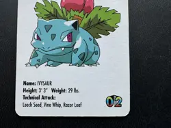 KFC Vintage 1998 Nintendo Pokemon Ivysaur Mini Card Gotta catch em all #02 - Image 3
