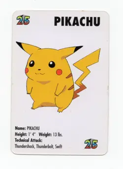 Pikachu #25 KFC Pokemon mini card promo 1998 - Image 1