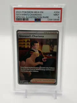 2023 POKEMON MEW EN-151 SPECIAL ILLUSTRATION RARE #204 GIOVANNI'S CHARISMA PSA 9 - Image 1