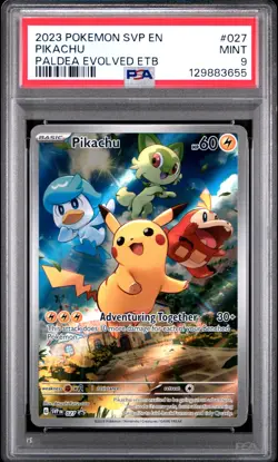 2023 Pokemon Svp En-Sv Black Star Promo #027 Pikachu Paldea Evolved ETB PSA 9 - Image 1