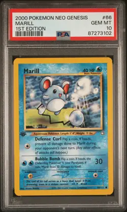 PSA 10 Marill 1st Edition Neo Genesis 66/111 1st Edition Pokemon Card - Image 1