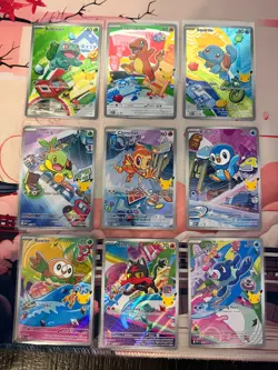 Pokemon TCG 30th anniversary first partner starters illustration set Full 9 - Image 1