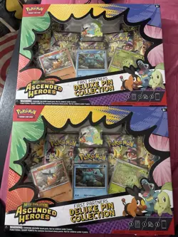Pokemon Ascended Heroes Deluxe Pin Collection 2 Box Lot Tepig Totodile Chikorita - Image 1