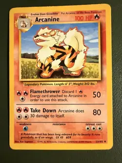Pokemon TCG Arcanine 23/102 BASE1 Base LP - Image 1