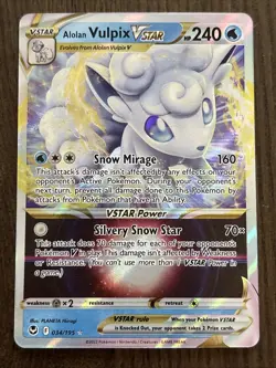 Alolan Vulpix VSTAR - 034/195 - Ultra Rare SWSH Silver Tempest Pokemon NM 2022 - Image 1