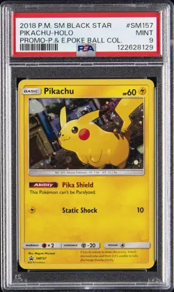 2018 POKEMON SM BLACK STAR PROMO #SM157 PIKACHU-HOLO PSA 9 - Image 1