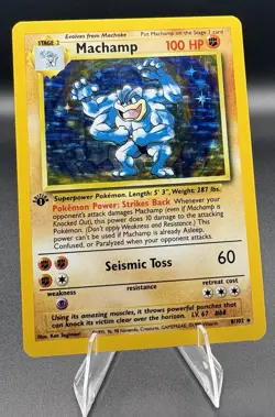 Pokemon TCG Machamp Holo Rare 1st Edition Base Set #8/102 NM+/MINT Condition - Image 1