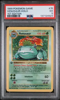 1999 POKEMON GAME 1ST ED #15 VENUSAUR-HOLO PSA 5 - Image 1