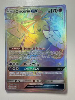Oricorio GX 255/236 Cosmic Eclipse Rainbow Secret Rare Full Art Pokemon Card NM - Image 1