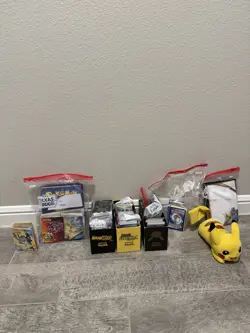 Pokemon TCG 200+ Card Lot Pikachu Plush, Card Boxes & Sleeves Card Binders Etc - Image 2