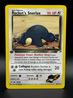 Team Rockets Snorlax 34/132 Gym Heroes 1st EDITION Pokemon Card Mp - Image 1