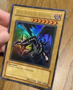 Yu-Gi-Oh! TCG Red-Eyes Black Dragon SDJ-001 Vintage Holo Rare Card 1996 - Image 1