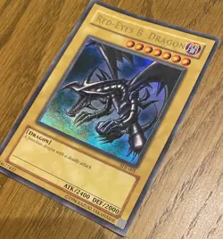 Yu-Gi-Oh! TCG Red-Eyes Black Dragon SDJ-001 Vintage Holo Rare Card 1996 - Image 2
