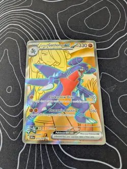 Pokemon TCG Holo Ultra Rare Cynthia’s Garchomp EX Pokemon Card 215/182 - Image 1