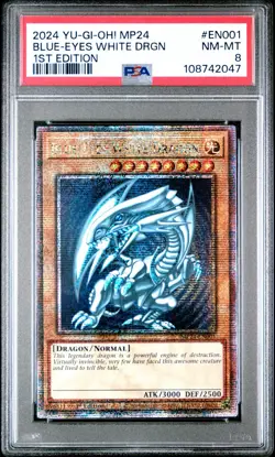 2024 Yu-gi-oh! Blue-Eyes White Dragon MP24-EN001 PSA 8 Quarter Century - Image 1