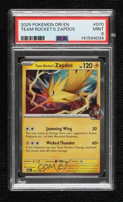Team Rocket's Zapdos Pokemon Destined Rivals (DRI) PSA 9 MINT - Image 1
