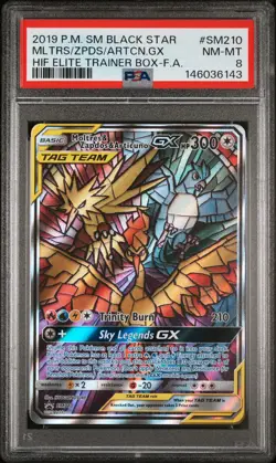 2019 Pokemon Black Star Promo Articuno Moltres Zapdos PSA 8 SM210 - Image 1