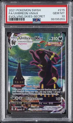 2021 POKEMON SWORD & SHIELD EVOLVING SKIES SECRET FULL ART/UMBREON VMAX PSA 10 - Image 1