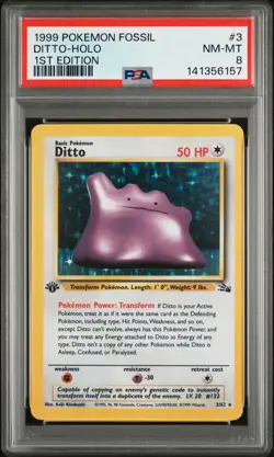 1999 Pokemon Fossil Ditto 1st Edition PSA 8 #3 - Image 1