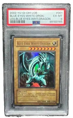 2002 Yu-Gi-Oh! LOB-001 Blue-Eyes White Dragon PSA 6 Unlimited Ultra Rare BEWD - Image 1