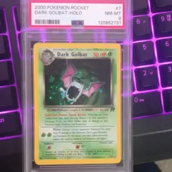 2000 Pokemon TEAM ROCKET DARK GOLBAT HOLO #7 PSA 8 - Image 1